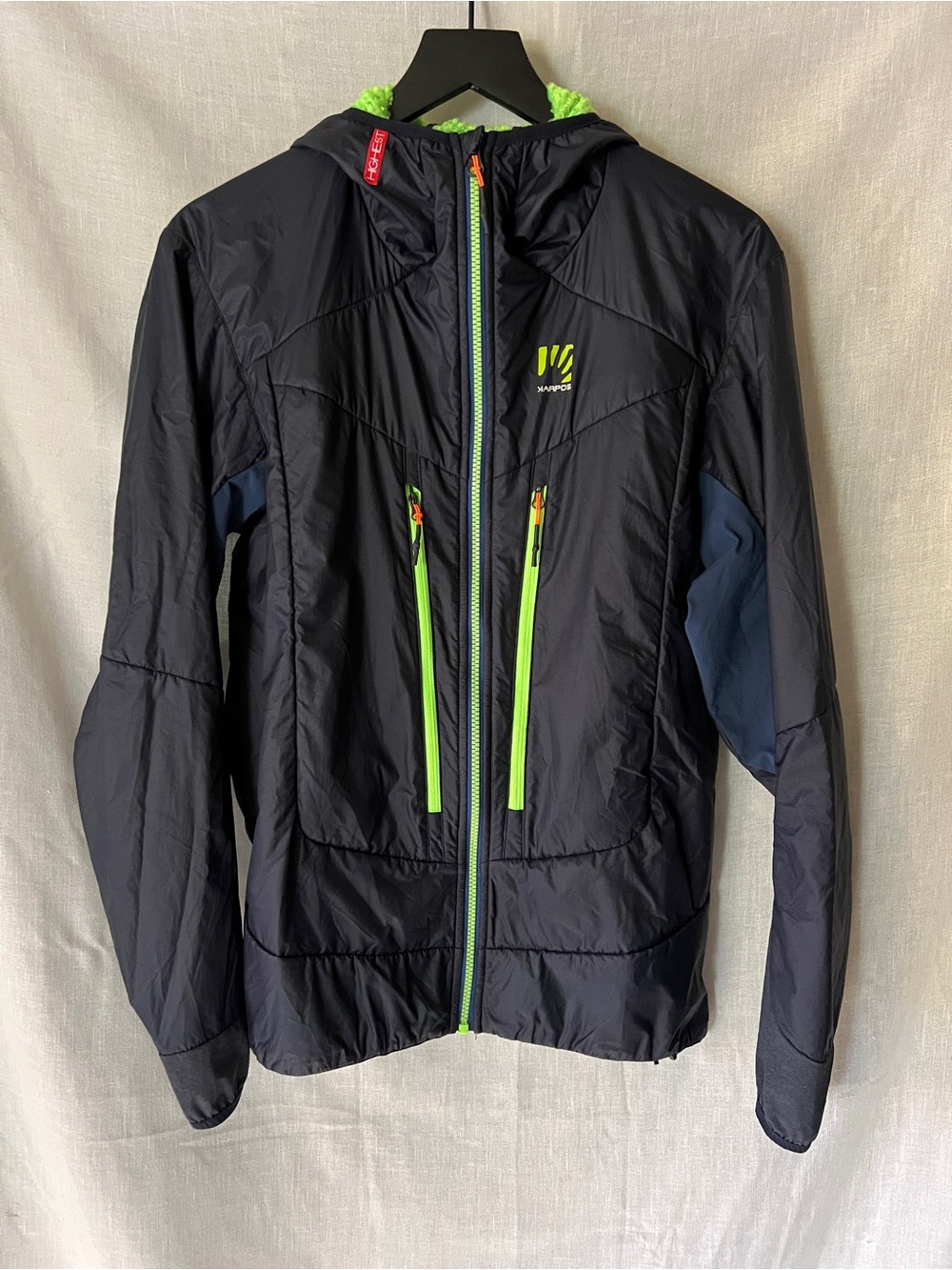 Karpos K-Performance Hybrid Hooded Insulated Jacket Black/Lime Green Size L